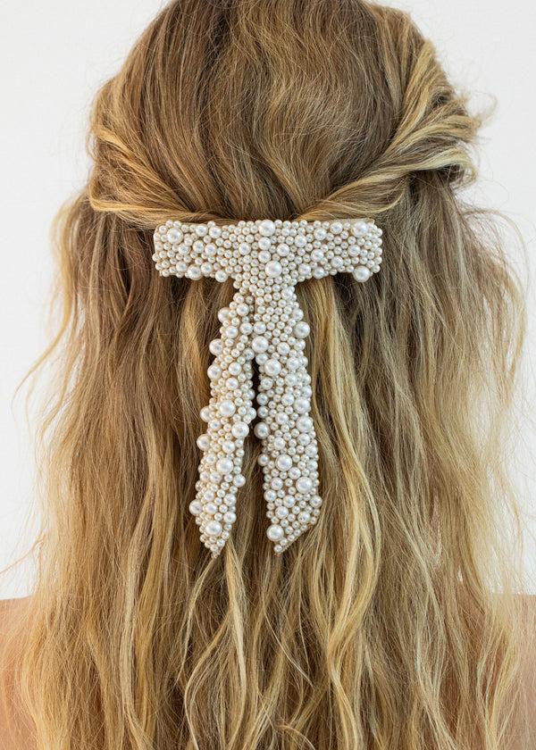 Jennifer Behr Donna Pearl Bow Barrette Pearl