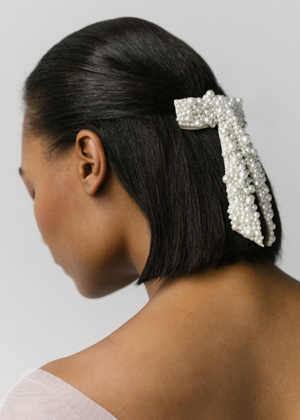 Jennifer Behr Donna Pearl Bow Barrette Pearl