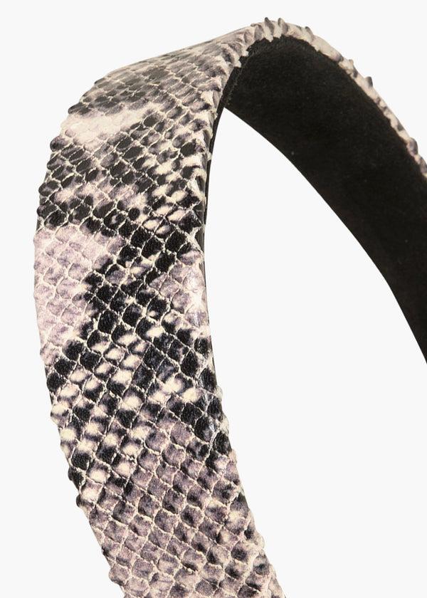 Jennifer Behr Embossed Leather Cruz Headband Snake