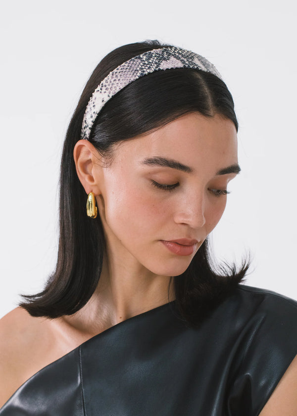 Jennifer Behr Embossed Leather Cruz Headband Snake