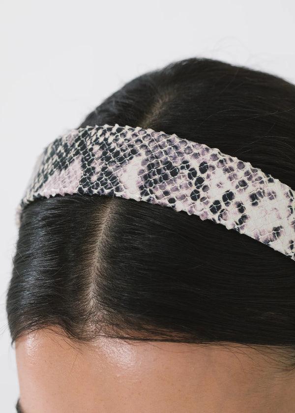 Jennifer Behr Embossed Leather Cruz Headband Snake