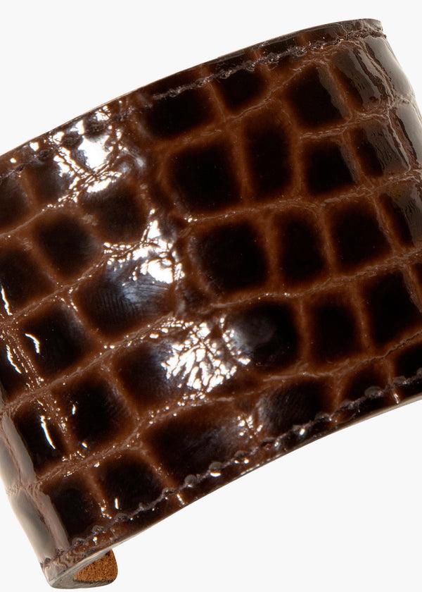 Jennifer Behr Embossed Leather Ponywrap Brown Croc