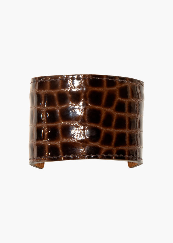 jennifer behr Embossed Leather Ponywrap Brown Croc