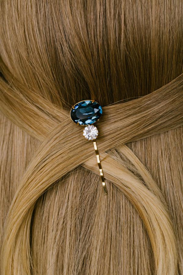 Jennifer Behr Gemma Bobby Pin Sapphire