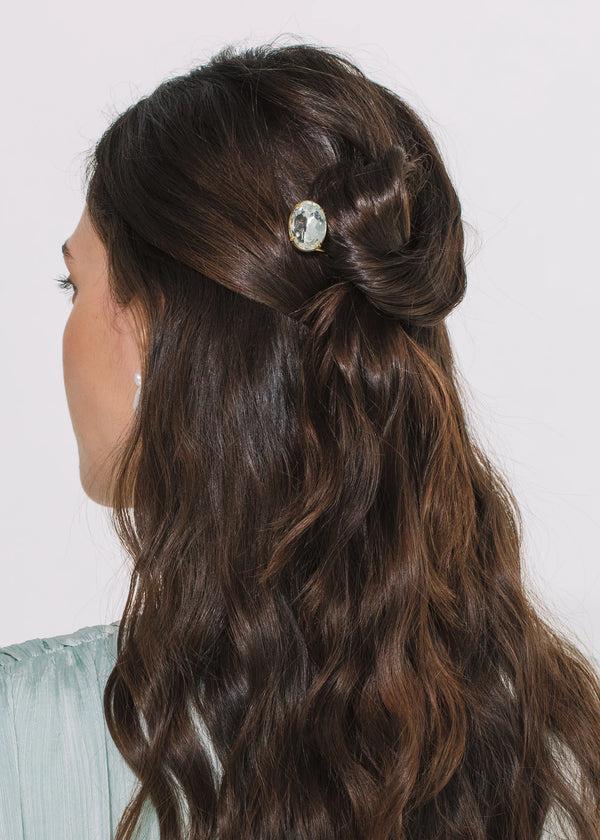 Jennifer Behr Gemma Hairpin Crystal Antique Gold