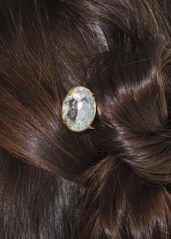 Jennifer Behr Gemma Hairpin Crystal Antique Gold