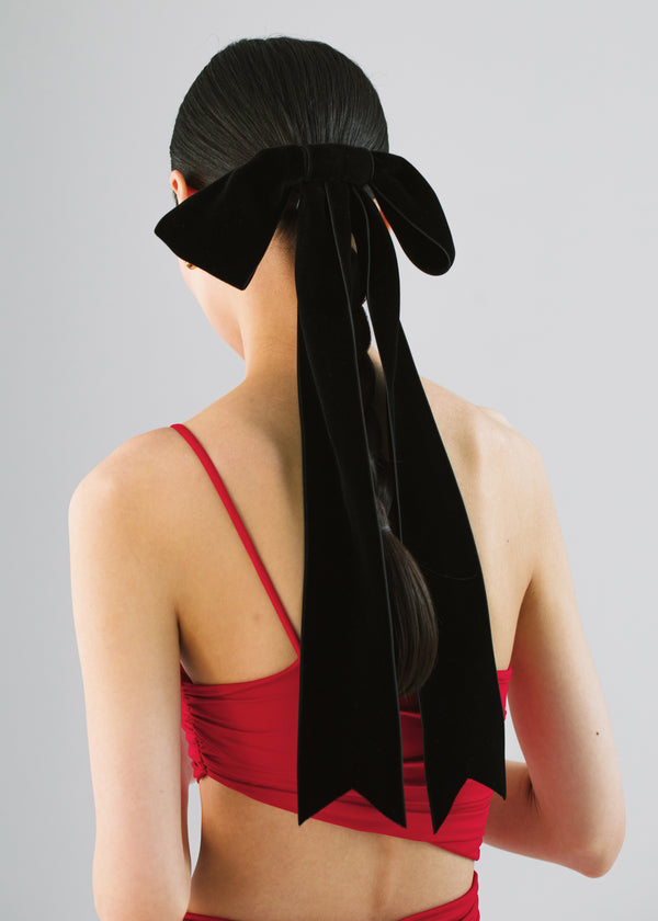 Jennifer Behr Jacqueline Velvet Bow Barrette Black