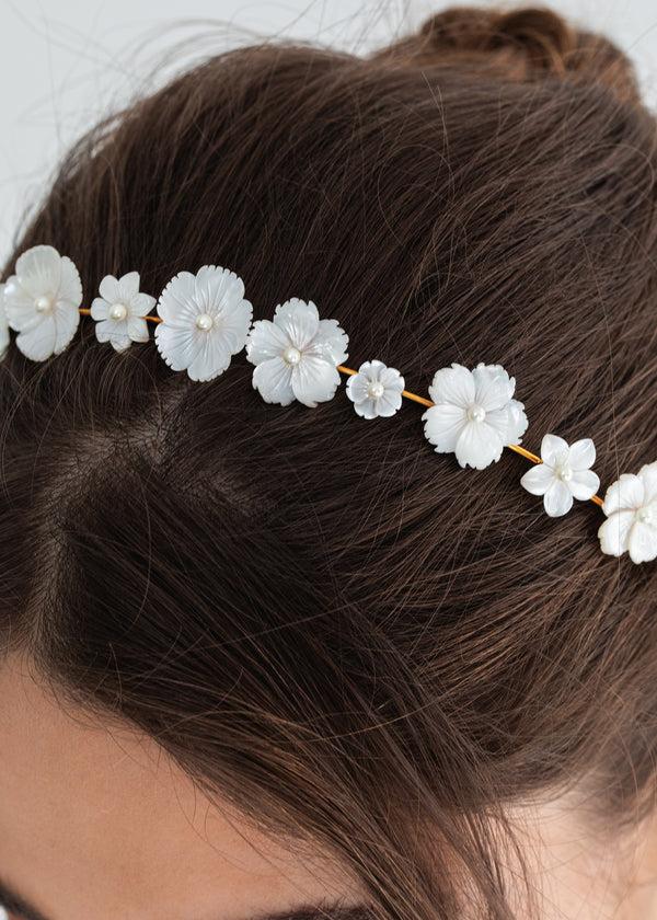 Jennifer Behr Jenna Headband Mother Of Pearl