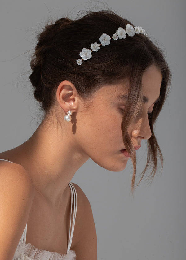 Jennifer Behr Jenna Headband Mother Of Pearl