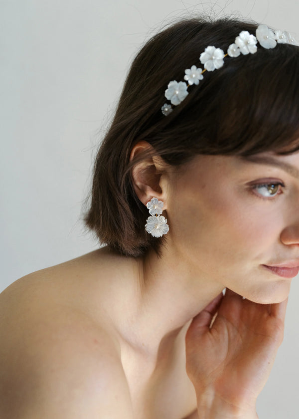 Jennifer Behr Jenna Headband Mother Of Pearl