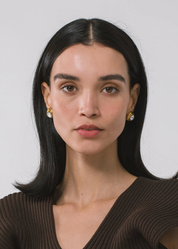 Jennifer Behr Jodi Earrings Crystal Antique Gold