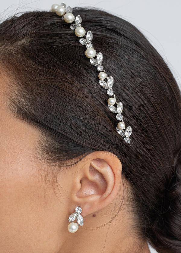 Jennifer Behr Kamila Headband Crystal Pearl