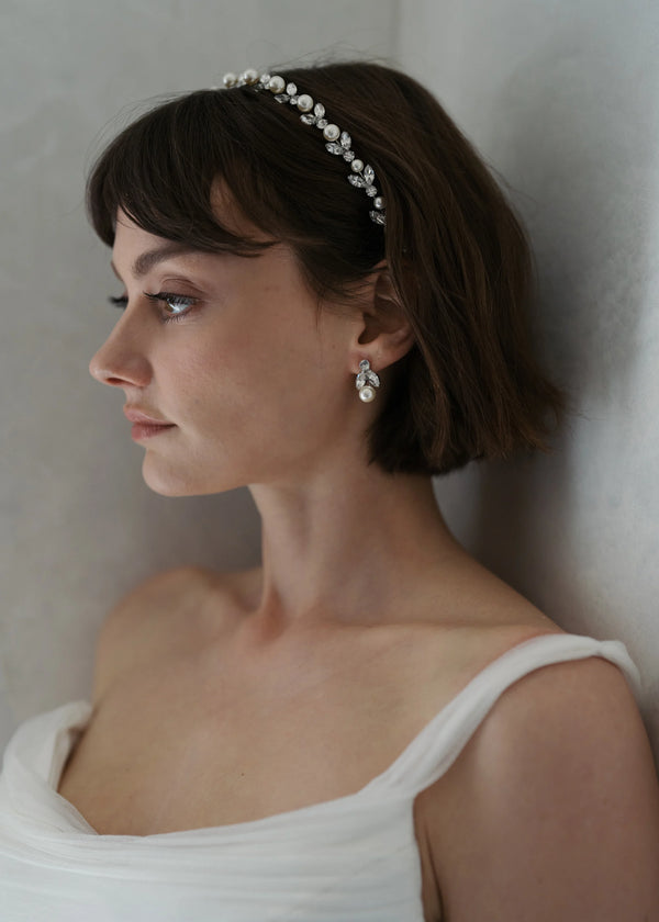 Jennifer Behr Kamila Headband Crystal Pearl