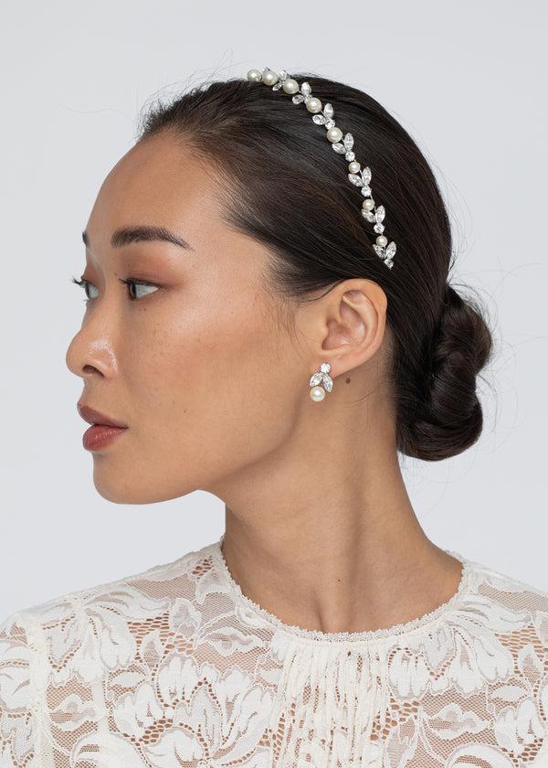 Jennifer Behr Kamila Headband Crystal Pearl