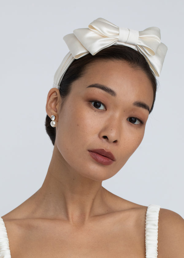 Jennifer Behr Karmen Bow Headband Cream