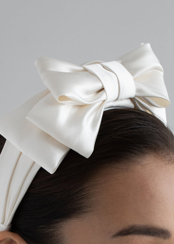 Jennifer Behr Karmen Bow Headband Cream
