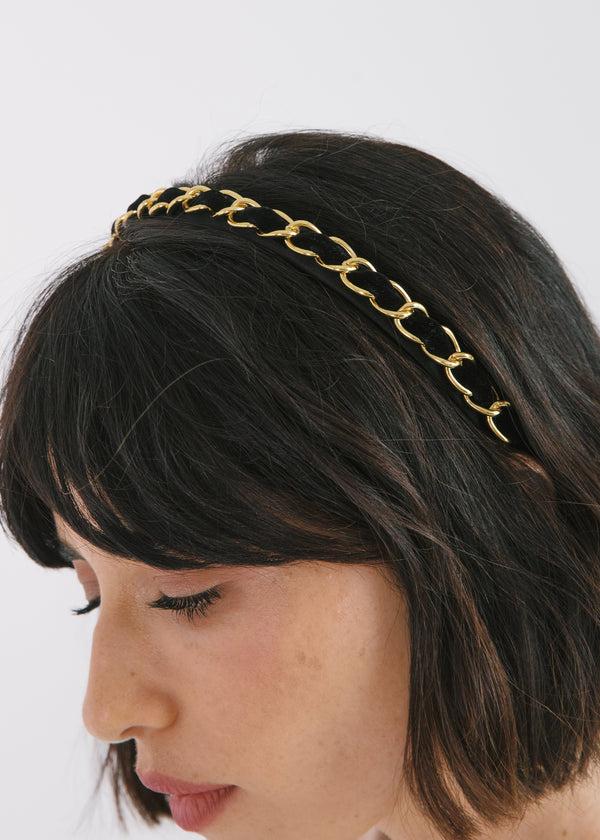 Jennifer Behr Kason Headband Black Gold