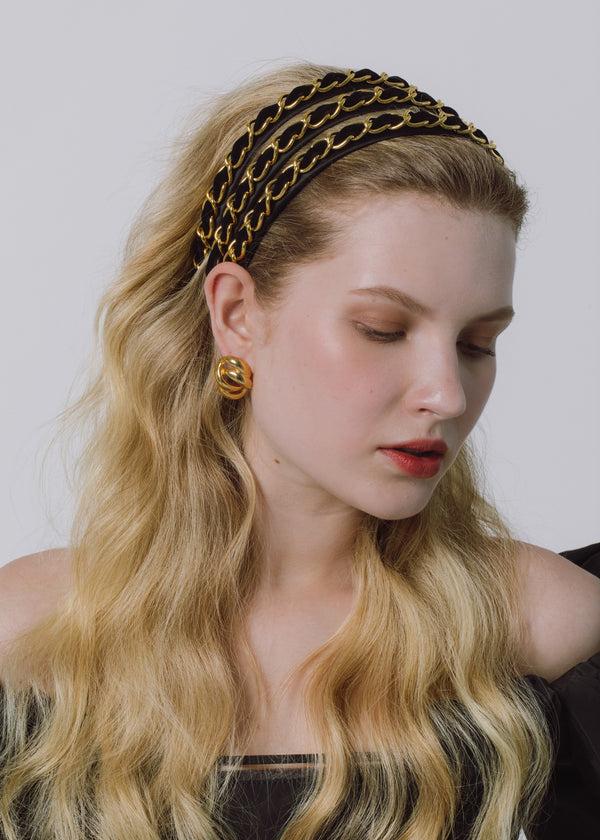 Jennifer Behr Kason Headband Black Gold