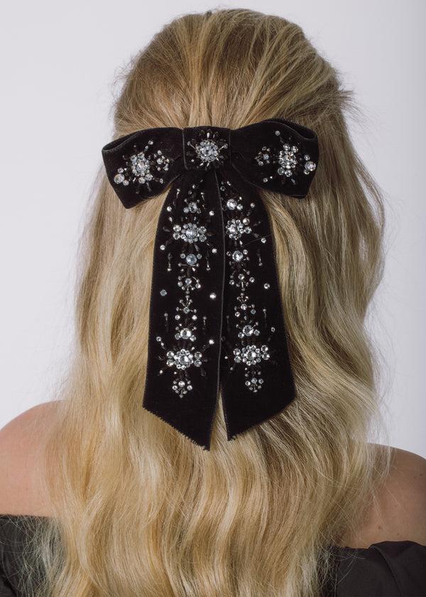 Jennifer Behr Kassia Bow Barrette Jet