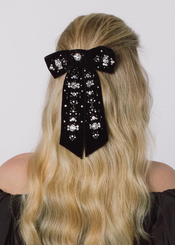 Jennifer Behr Kassia Bow Barrette Jet