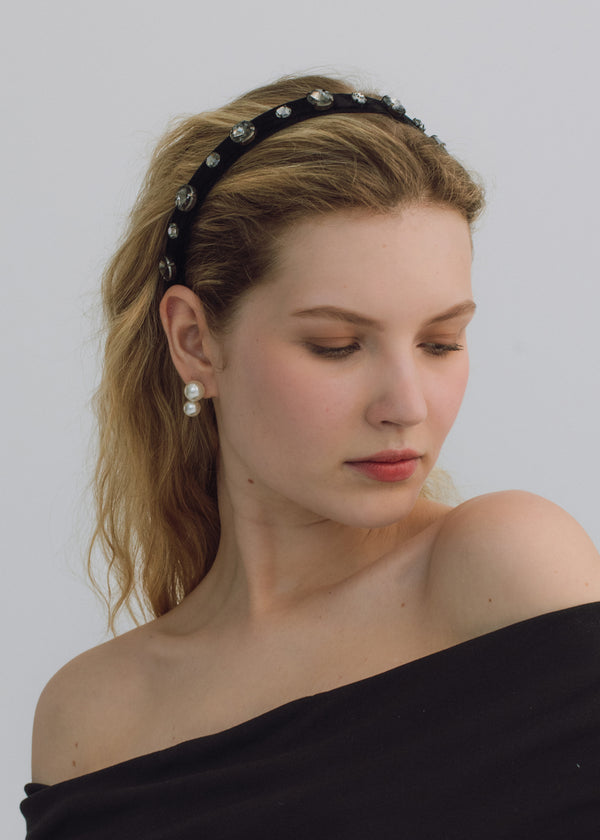 Jennifer Behr Kendall Headband Black Diamond