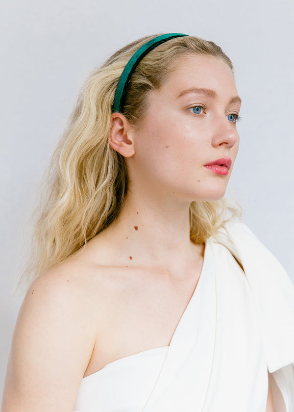 Jennifer Behr Lacey Headband Emerald