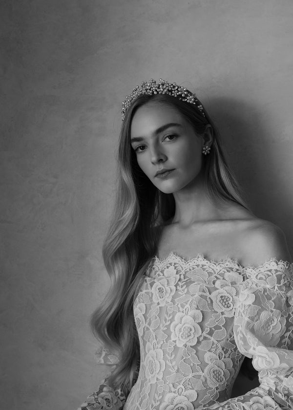 Jennifer Behr Laena Tiara Crystal Antique Gold