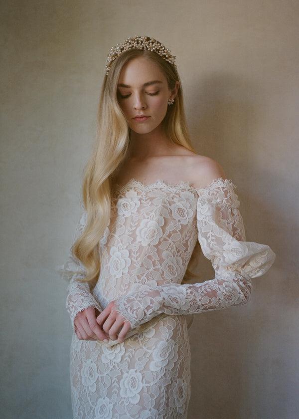 Jennifer Behr Laena Tiara Crystal Antique Gold