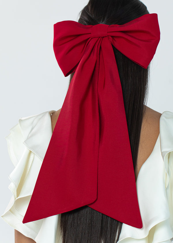 Jennifer Behr Leander Bow Barrette Faille Cherry