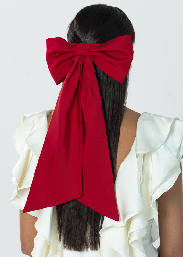 Jennifer Behr Leander Bow Barrette Faille Cherry