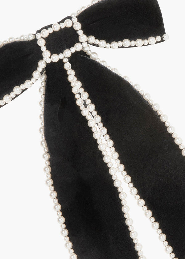Jennifer Behr Lennox Bow Barrette Black Pearl