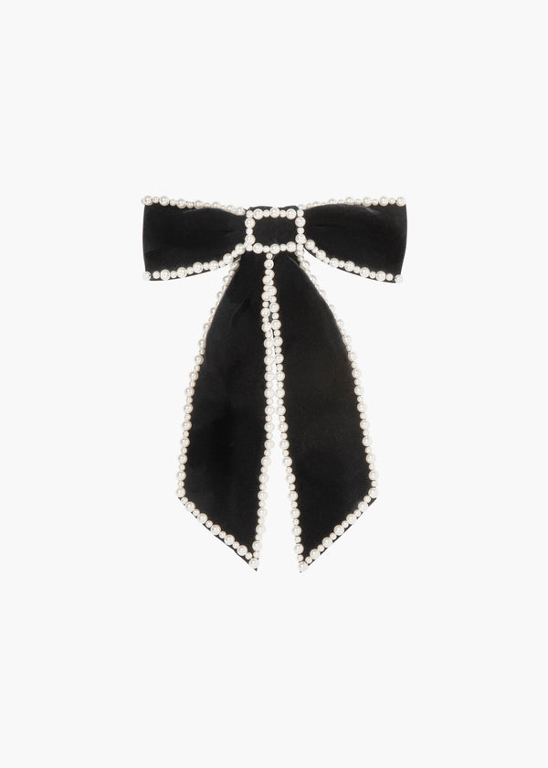 jennifer behr Lennox Bow Barrette Black Pearl
