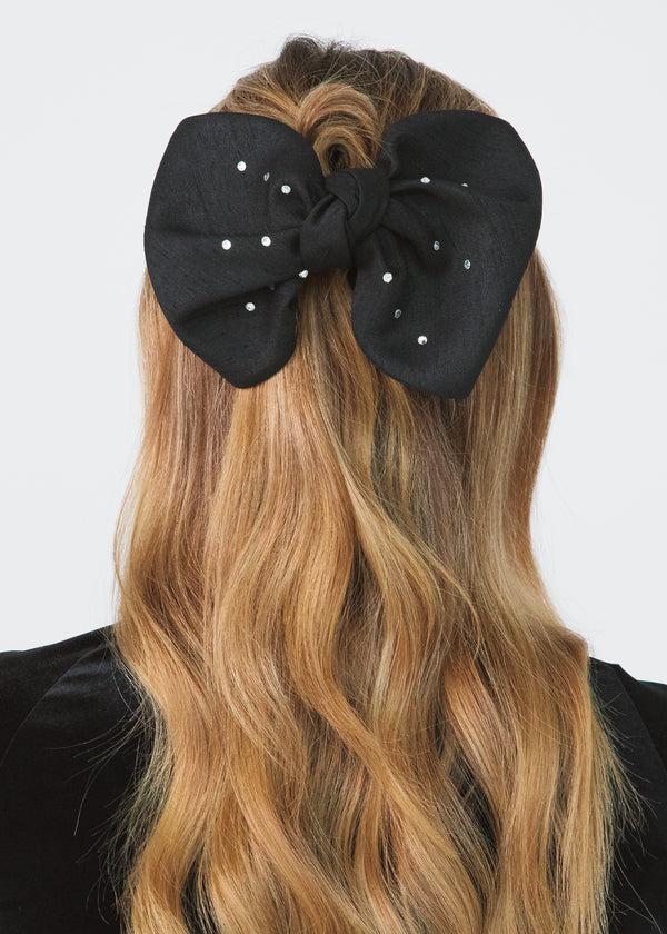 Jennifer Behr Leonor Bow Jaw Clip Black Crystal