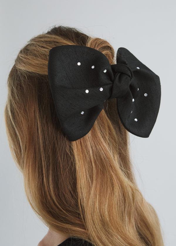 Jennifer Behr Leonor Bow Jaw Clip Black Crystal