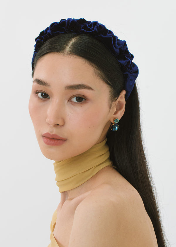 Jennifer Behr Lia Headband In Velvet Navy