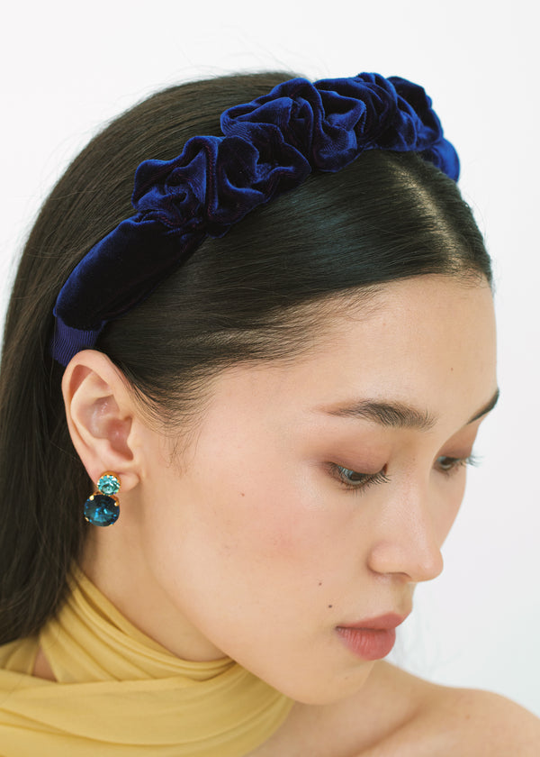 Jennifer Behr Lia Headband In Velvet Navy