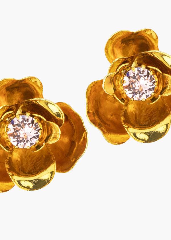 Jennifer Behr Lil Earrings Crystal Antique Gold