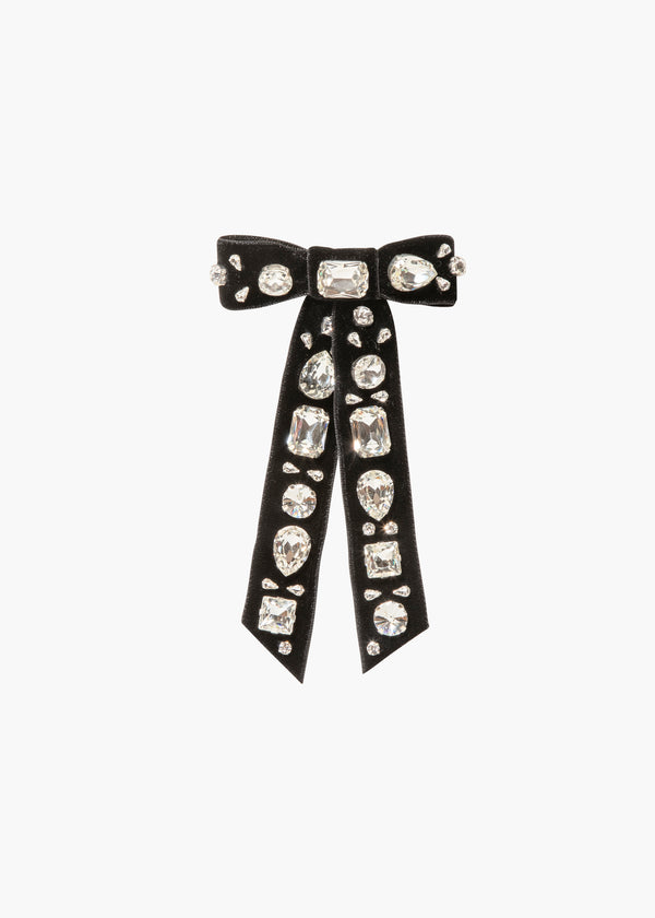 jennifer behr Lucia Bow Barrette Black Crystal