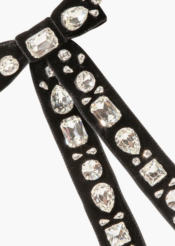 Jennifer Behr Lucia Bow Barrette Black Crystal