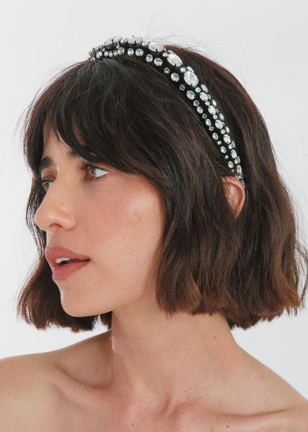 Jennifer Behr Luciana Headband Black Crystal