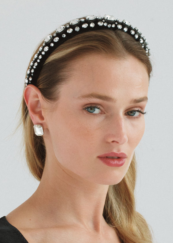 Jennifer Behr Luciana Headband Black Crystal
