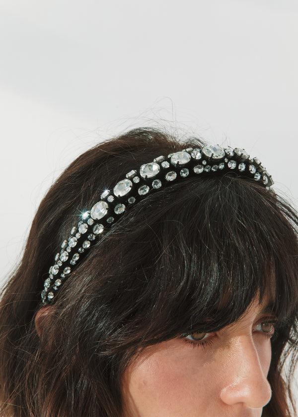 Jennifer Behr Luciana Headband Black Crystal