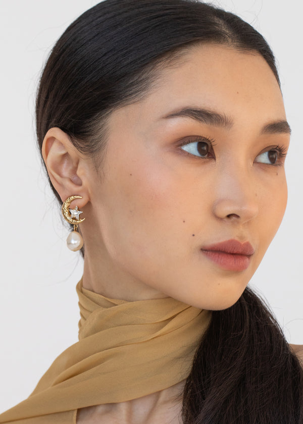 Jennifer Behr Lune Earrings Pearl