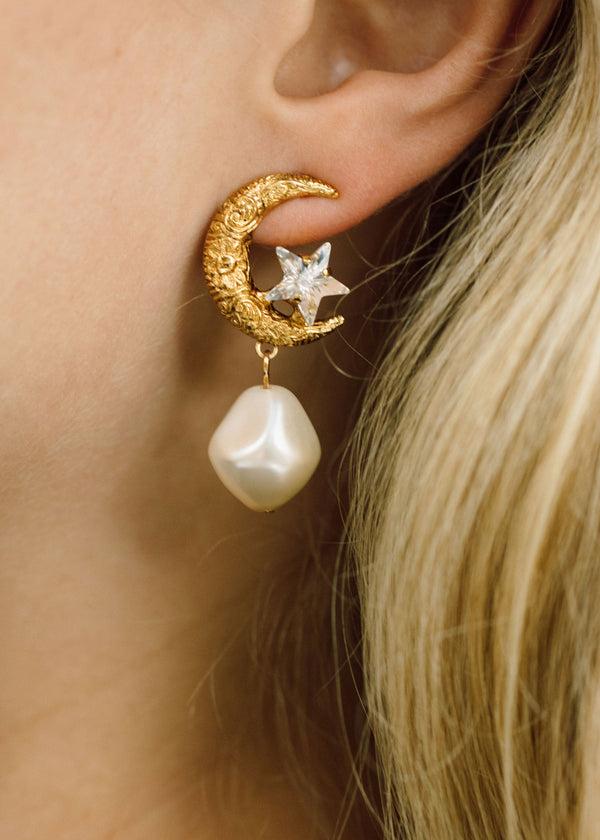 Jennifer Behr Lune Earrings Pearl