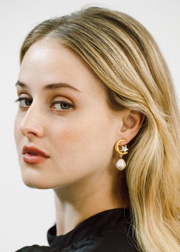 Jennifer Behr Lune Earrings Pearl