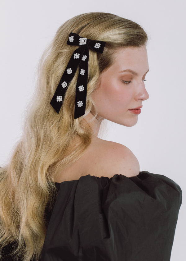 Jennifer Behr Lynette Bow Barrette Black Pearl