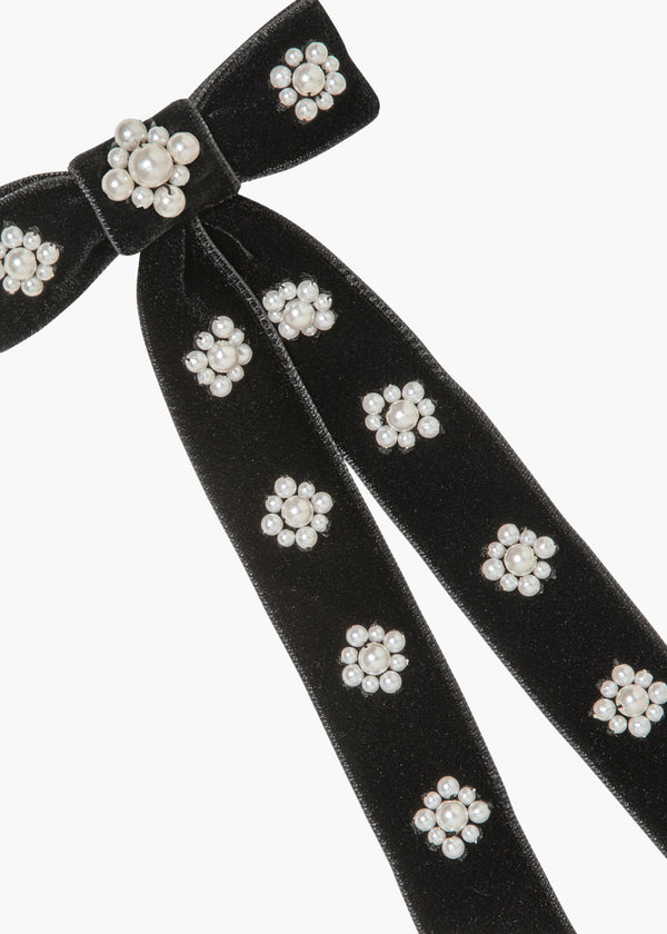 Jennifer Behr Lynette Bow Barrette Black Pearl