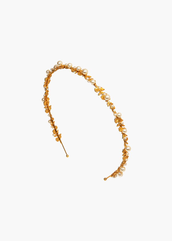 jennifer behr Mae Headband Gold Pearl