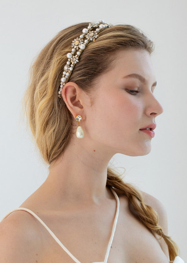 Jennifer Behr Manon Headband Crystal Pearl