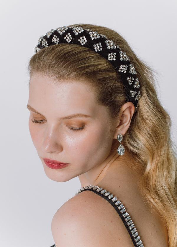 Jennifer Behr Marlena Headband Black Crystal